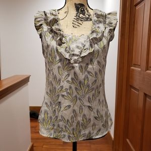 Banana Republic Gray Ruffle Blouse Size Petite S